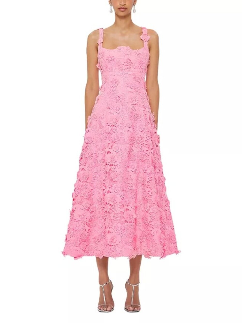 Leo Lin Odette Floral Lace Midi Dress , Pink, Size 6